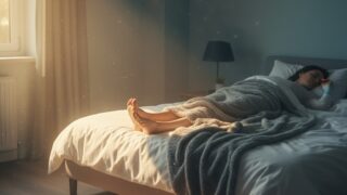 朝日が差し込むベッドルーム